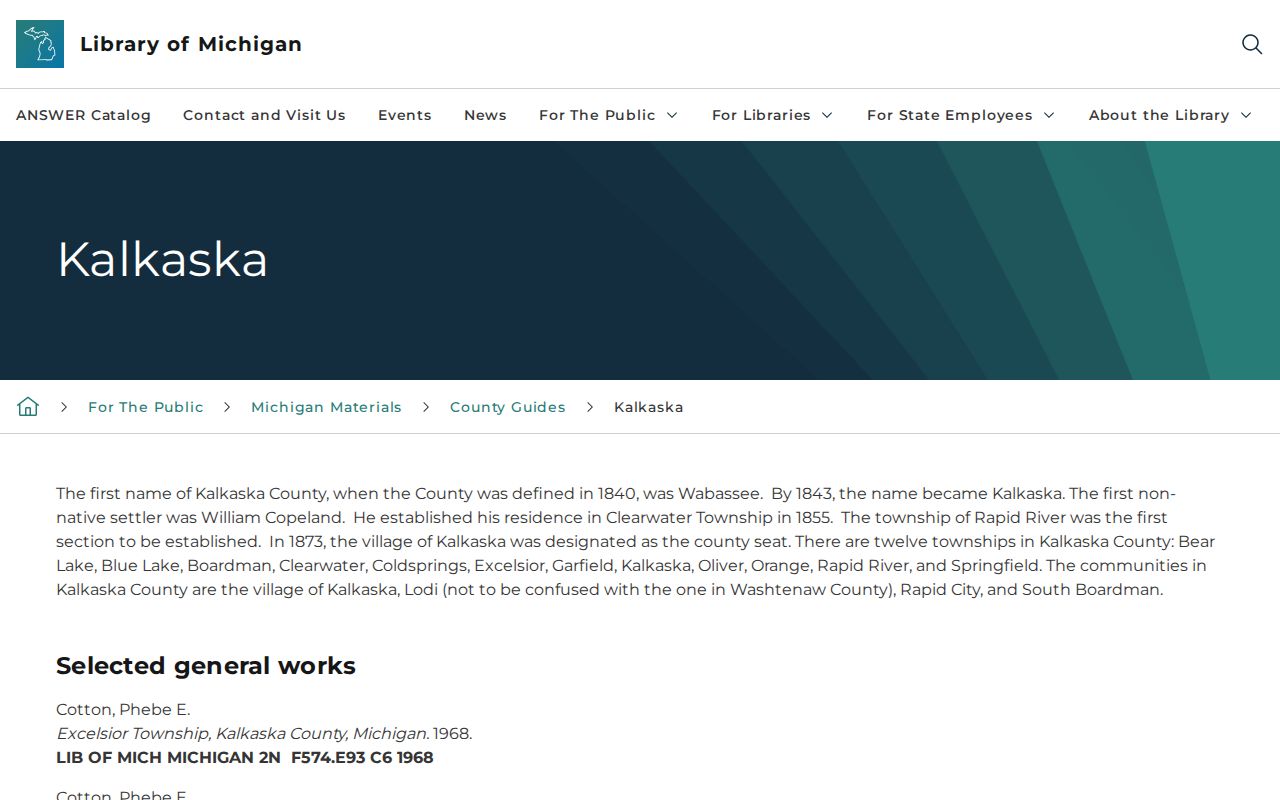 Kalkaska County county-seat record source for recent arrest research